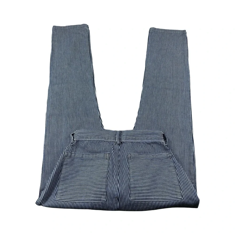 Alex Crane Blue Navy Striped Button Fly Utility Indigo Jean Size 28x30 NWT